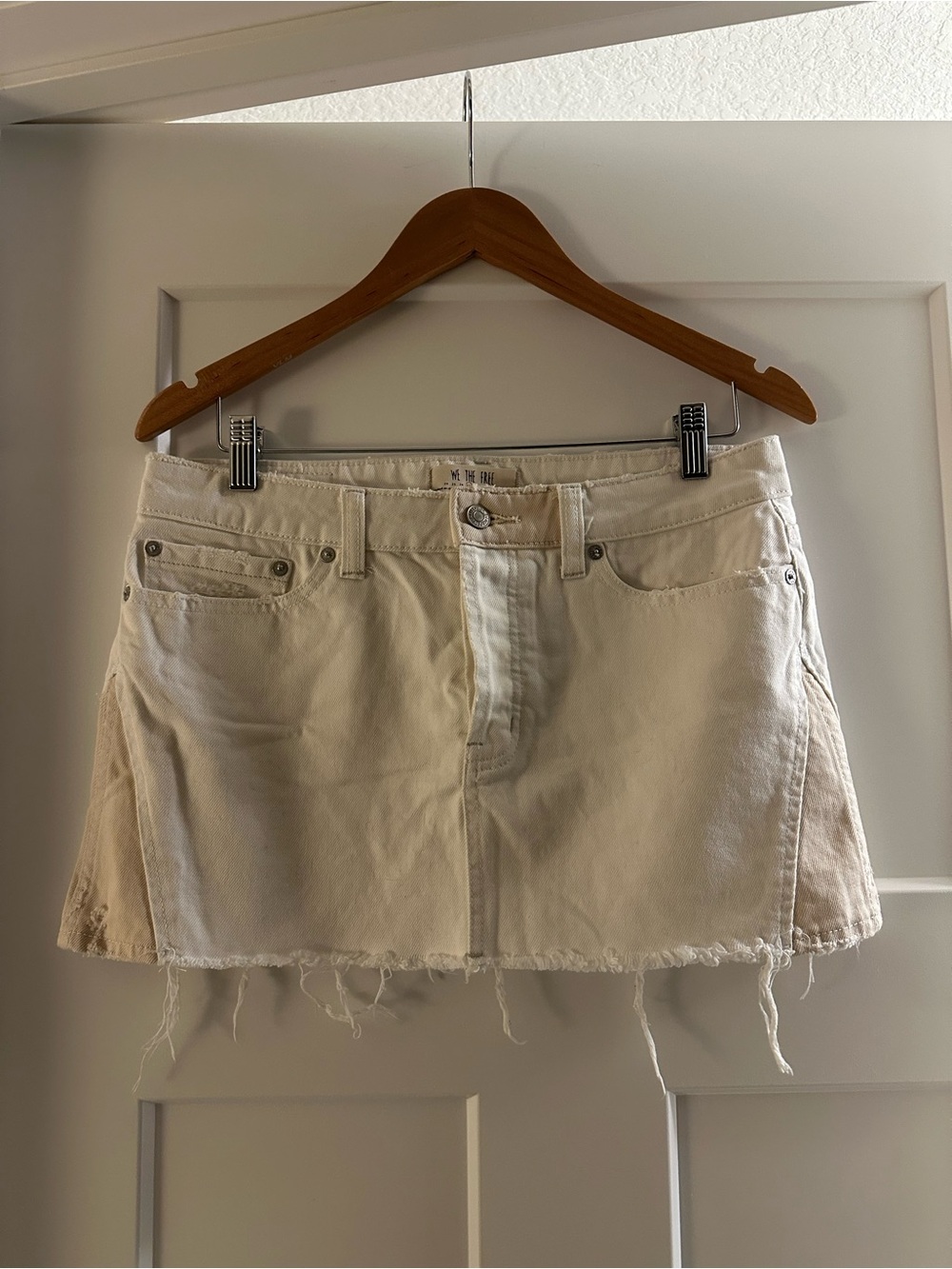We The Free White Denim Mini Skirt